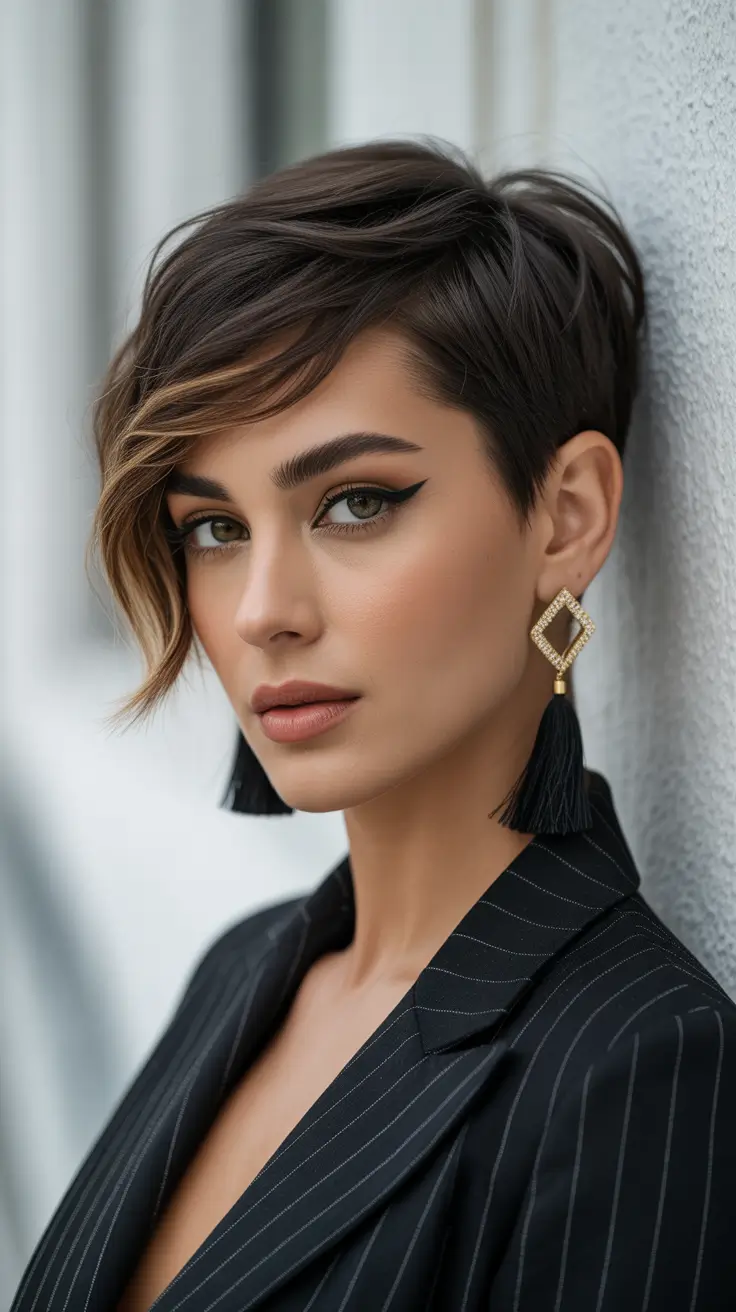 Winter 2025–2026 Hair Colors Highlights Espresso Pixie Blend