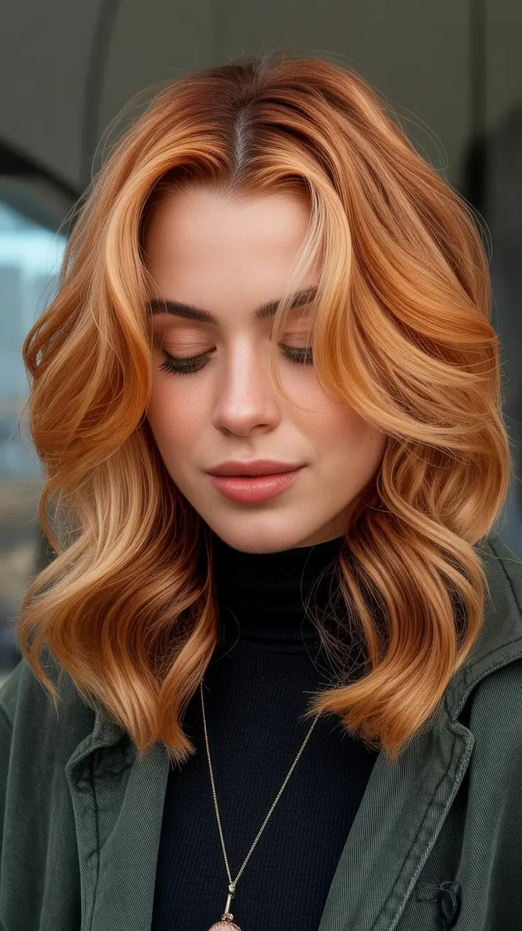 Winter 2025–2026 Hair Colors Highlights Copper Gold Melt