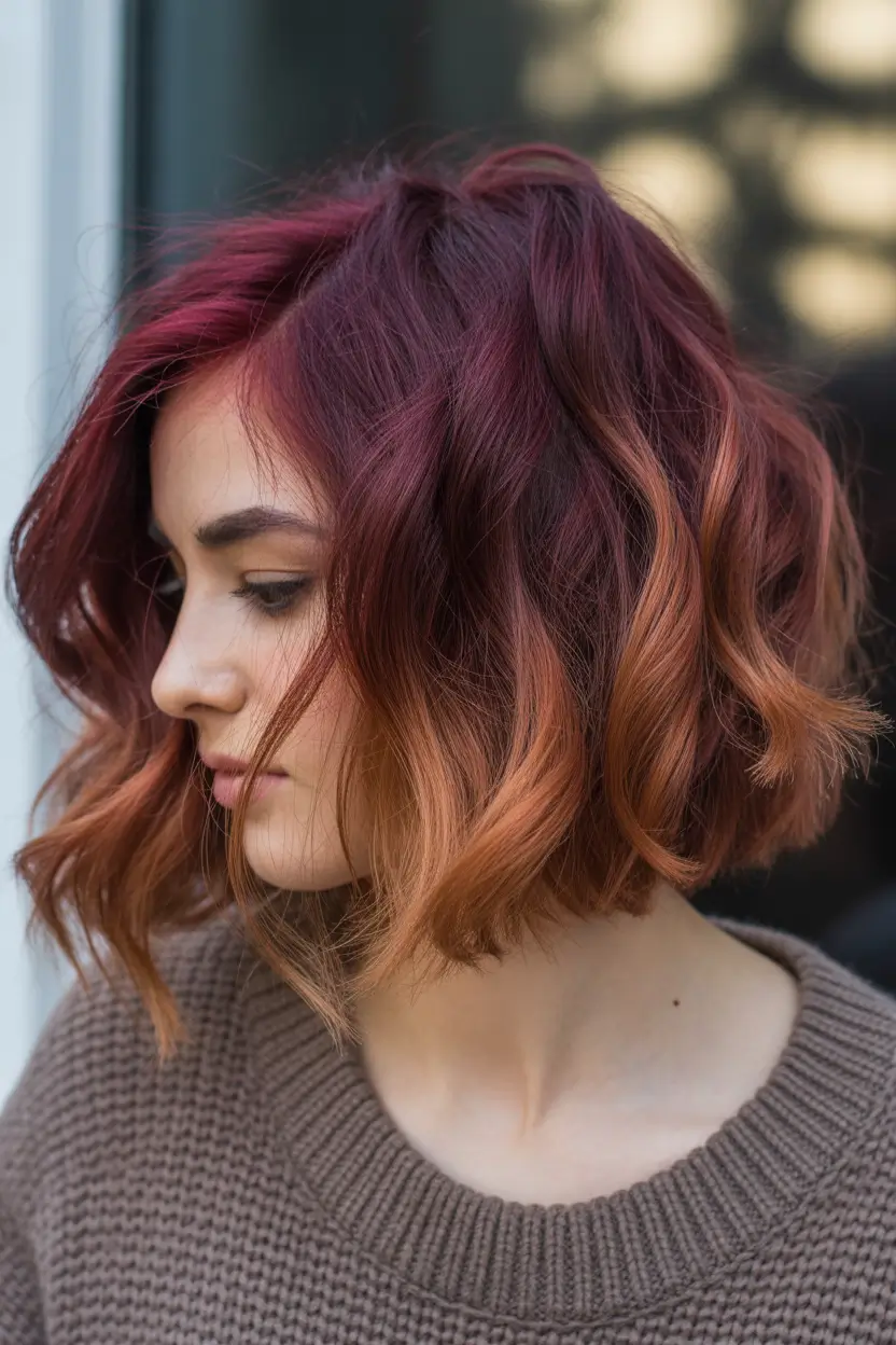 Winter 2025–2026 Hair Colors Highlights Spiced Plum Bob