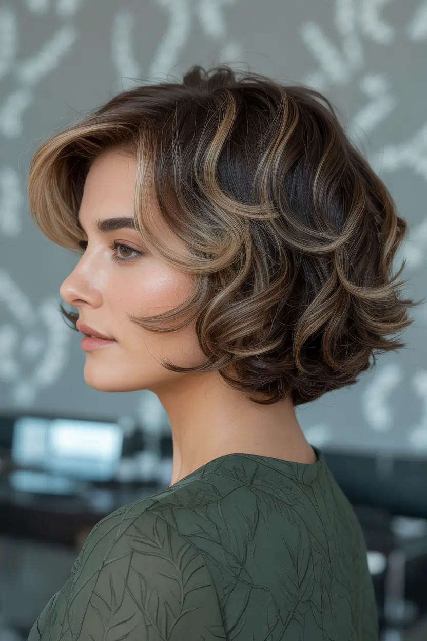 Winter 2025–2026 Hair Colors Highlights Short Toffee Curls