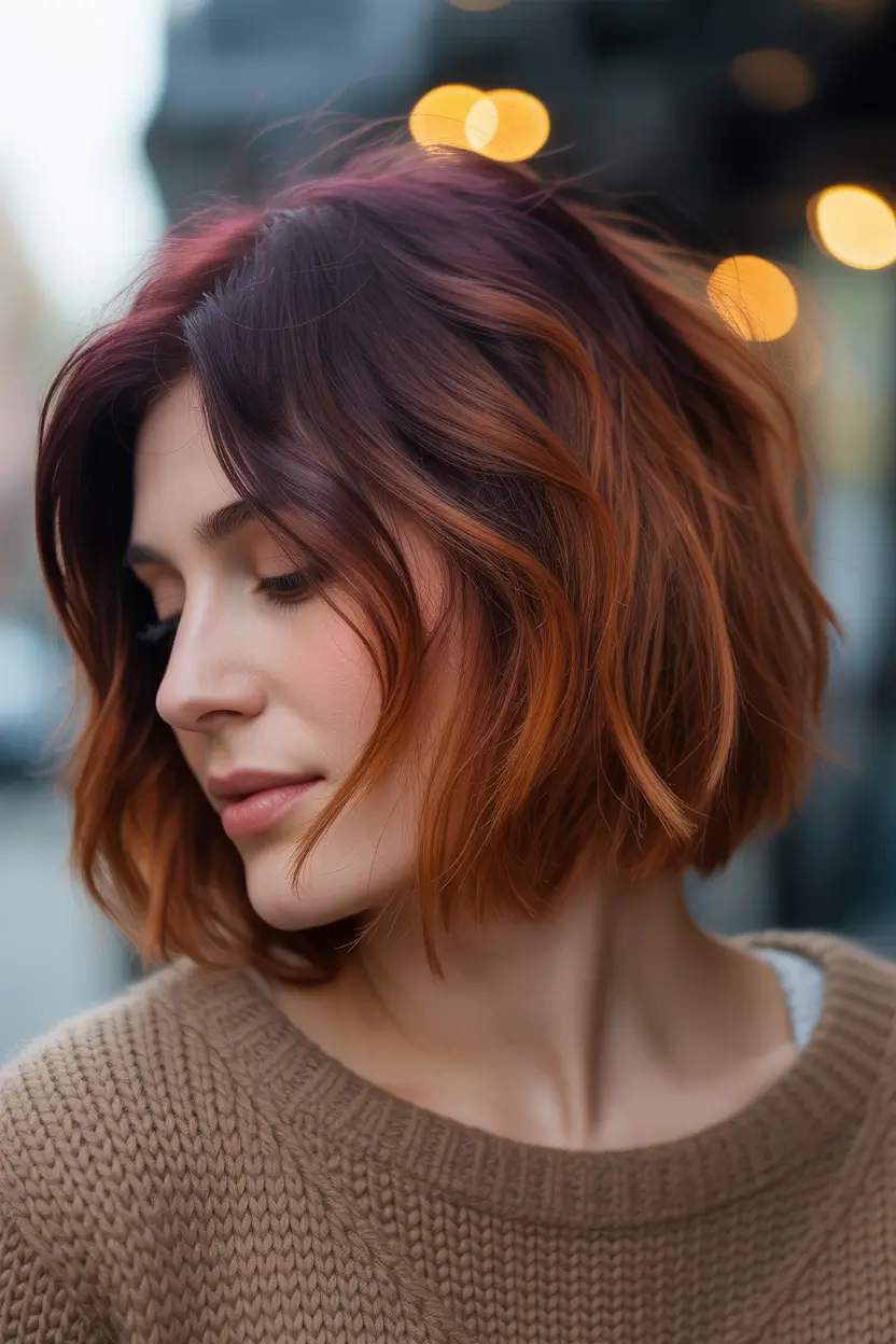 Winter 2025–2026 Hair Colors Ideas for Brunette – Auburn and Copper Fusion