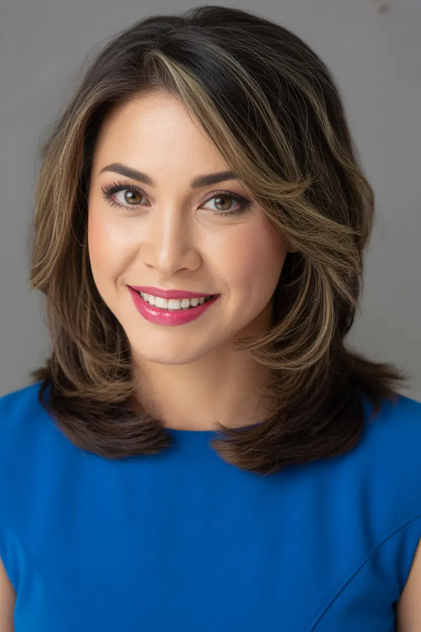 Winter 2025–2026 Hair Colors Ideas for Brunette – Layered Brunette with Face Lights