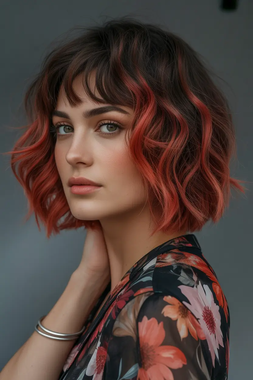 Winter 2025–2026 Hair Colors Ideas for Brunette – Fiery Short Bob