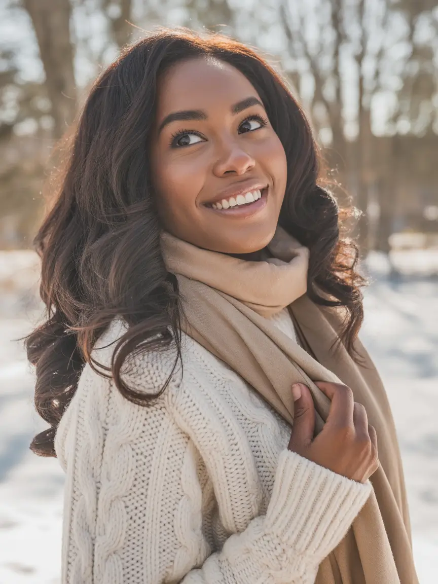 Winter 2025–2026 Hair Colors Trends Dark Skin Cozy Chocolate Waves