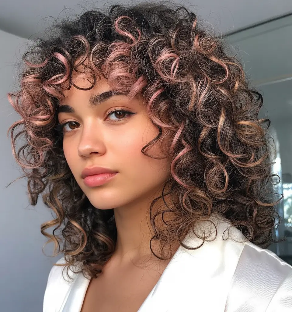 Winter 2025–2026 Hair Colors Trends Dark Skin Rose-Tinted Curls