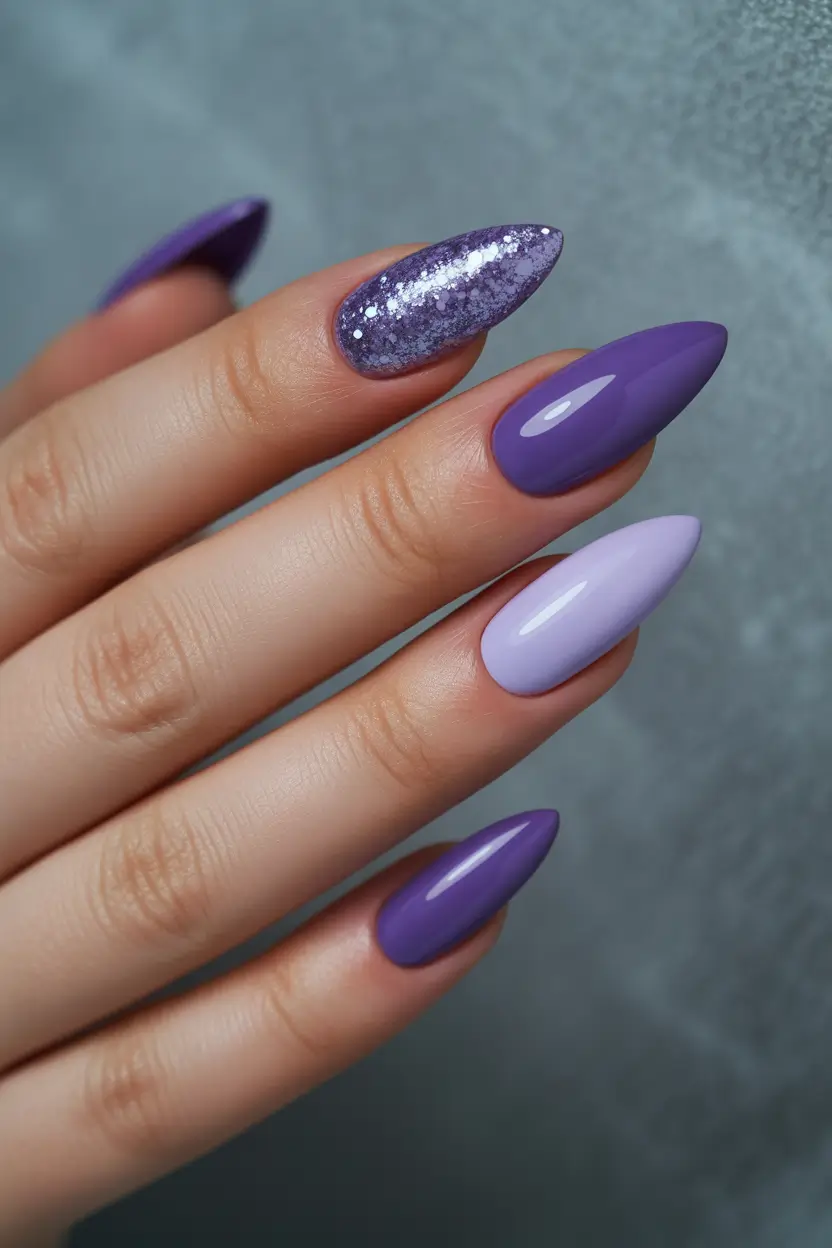 Winter Acrylic Nails 2025–2026 Lavender Shimmer Frost