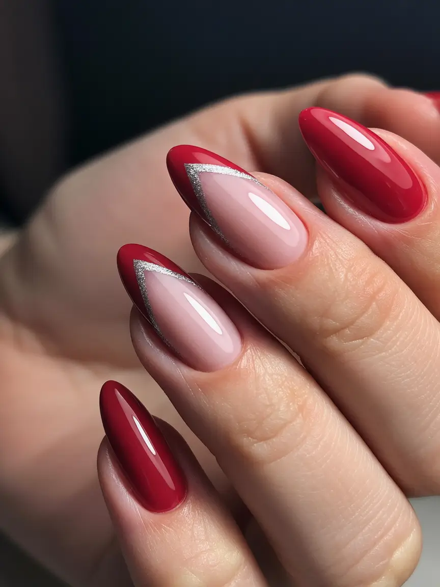 Winter Acrylic Nails 2025–2026 Crimson Chic V-Tips