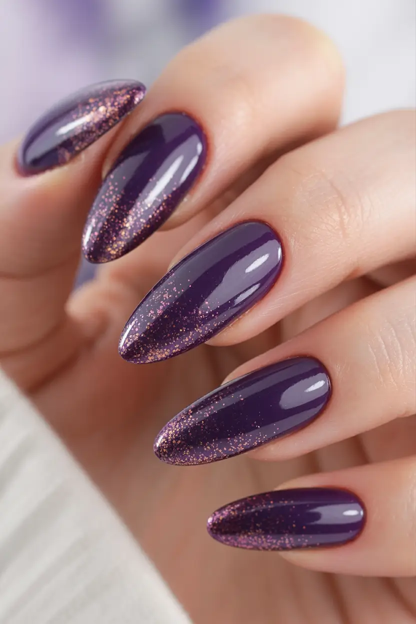 Winter Acrylic Nails 2025–2026 Midnight Plum Glow