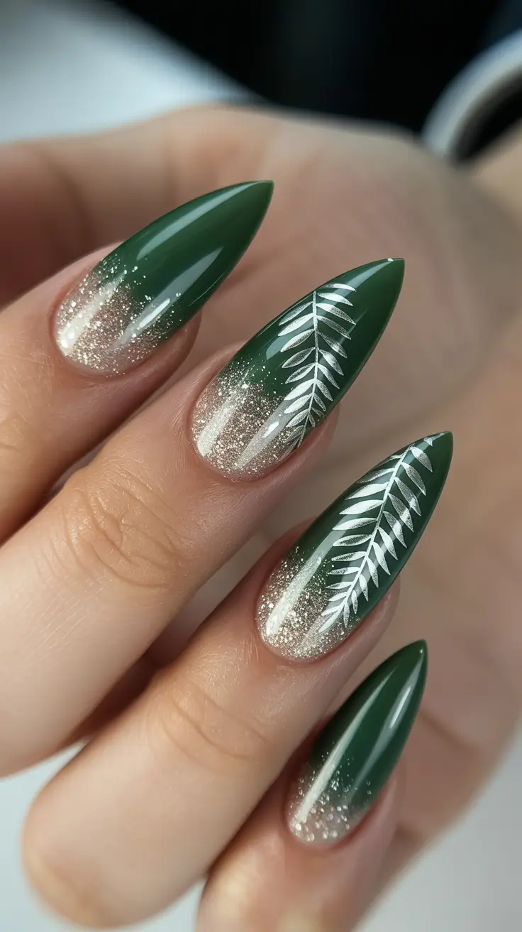 Winter Acrylic Nails 2025–2026 Emerald Frost Elegance