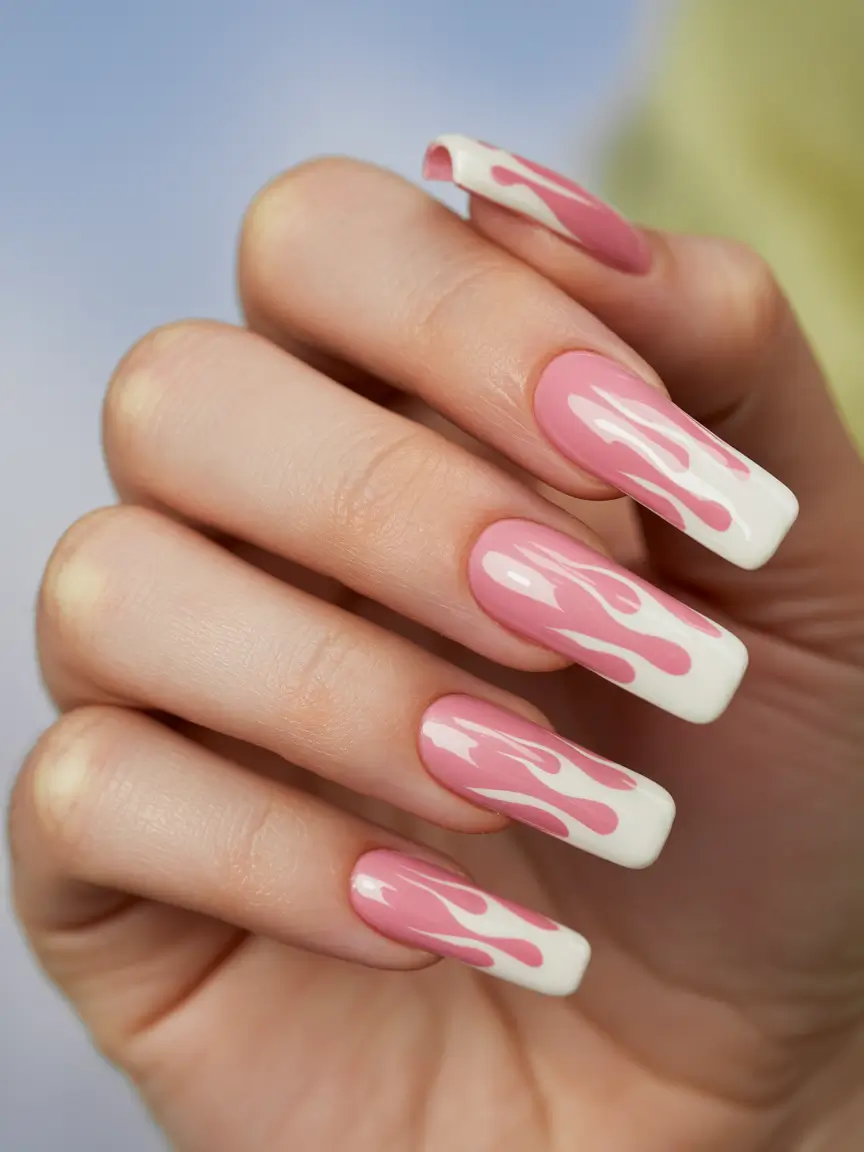 Winter Acrylic Nails 2025–2026 Winter Drip in Baby Pink