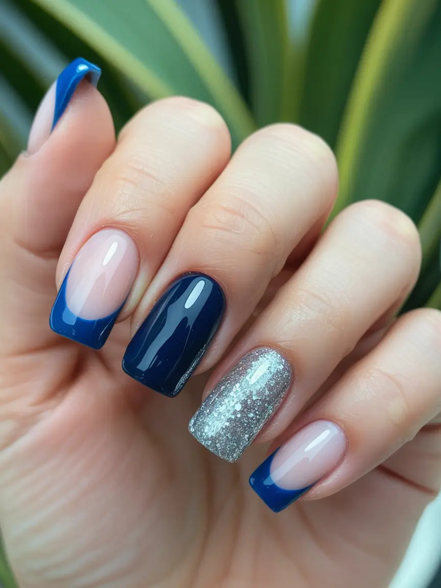 Winter Acrylic Nails 2025–2026 Blue Frost French