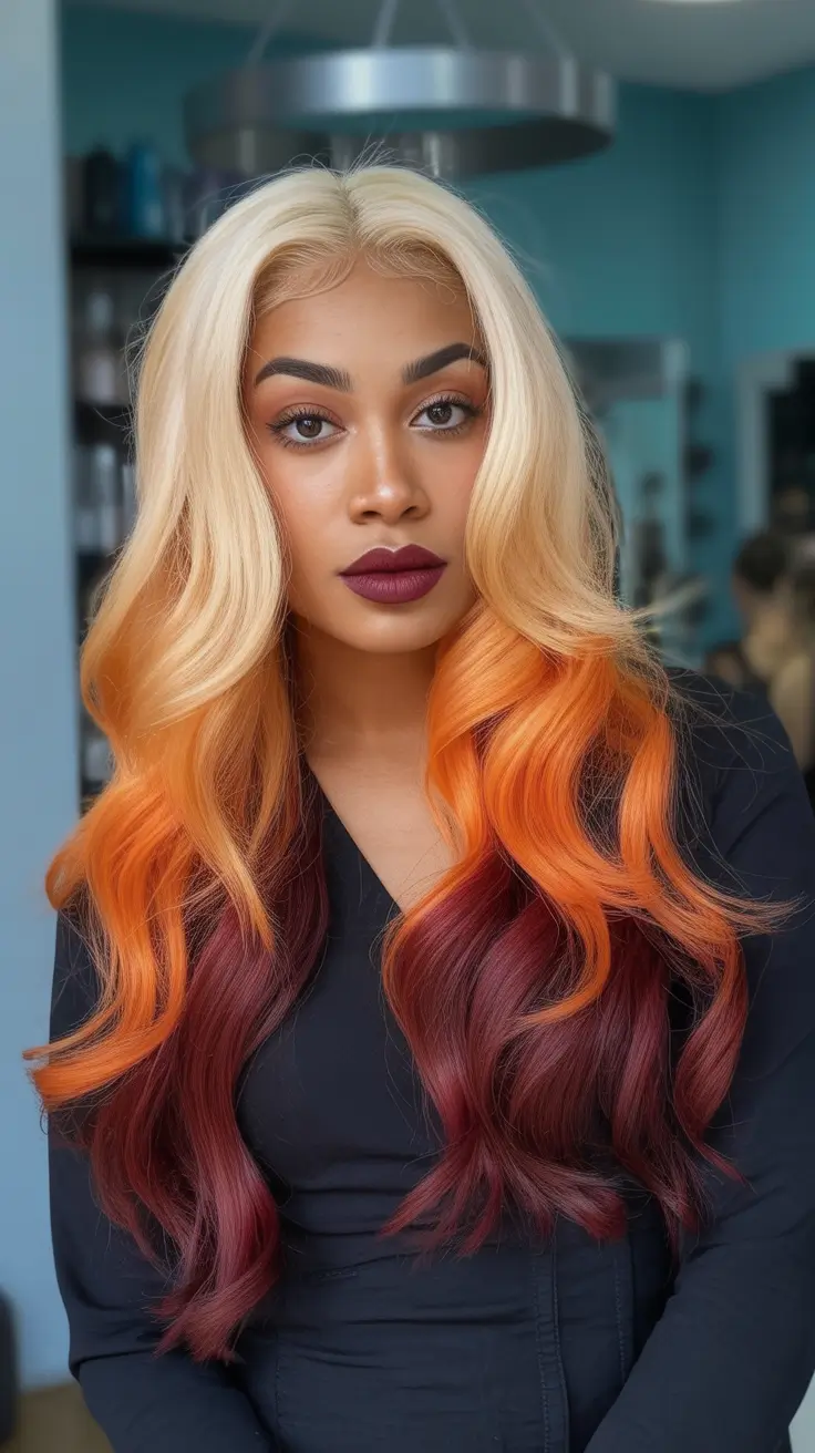 winter hair colors for black women ideas 2025 2026 fiery blonde orange red layers