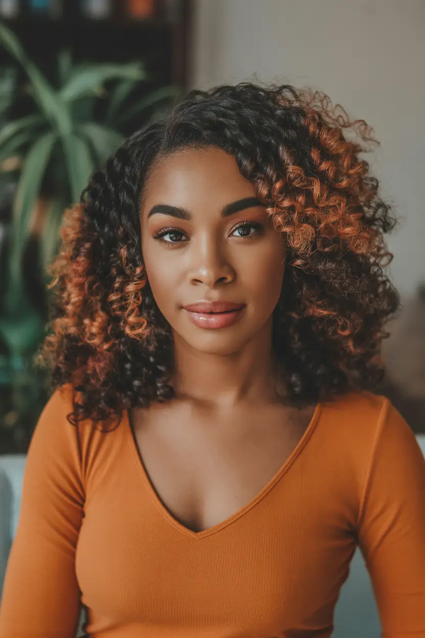 winter hair colors for black women ideas 2025 2026 curly copper highlights