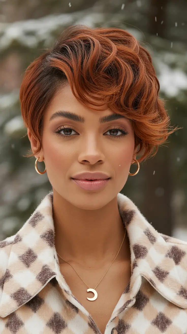 winter hair colors for black women ideas 2025 2026 warm auburn pixie