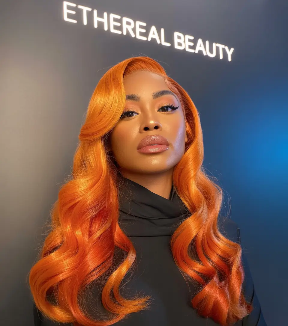 winter hair colors for black women ideas 2025 2026 bright orange waves