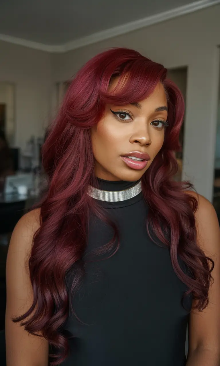 winter hair colors for black women ideas 2025 2026 rich burgundy elegance