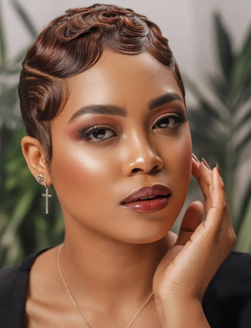 winter hair colors for black women ideas 2025 2026 finger waves in chestnut brown