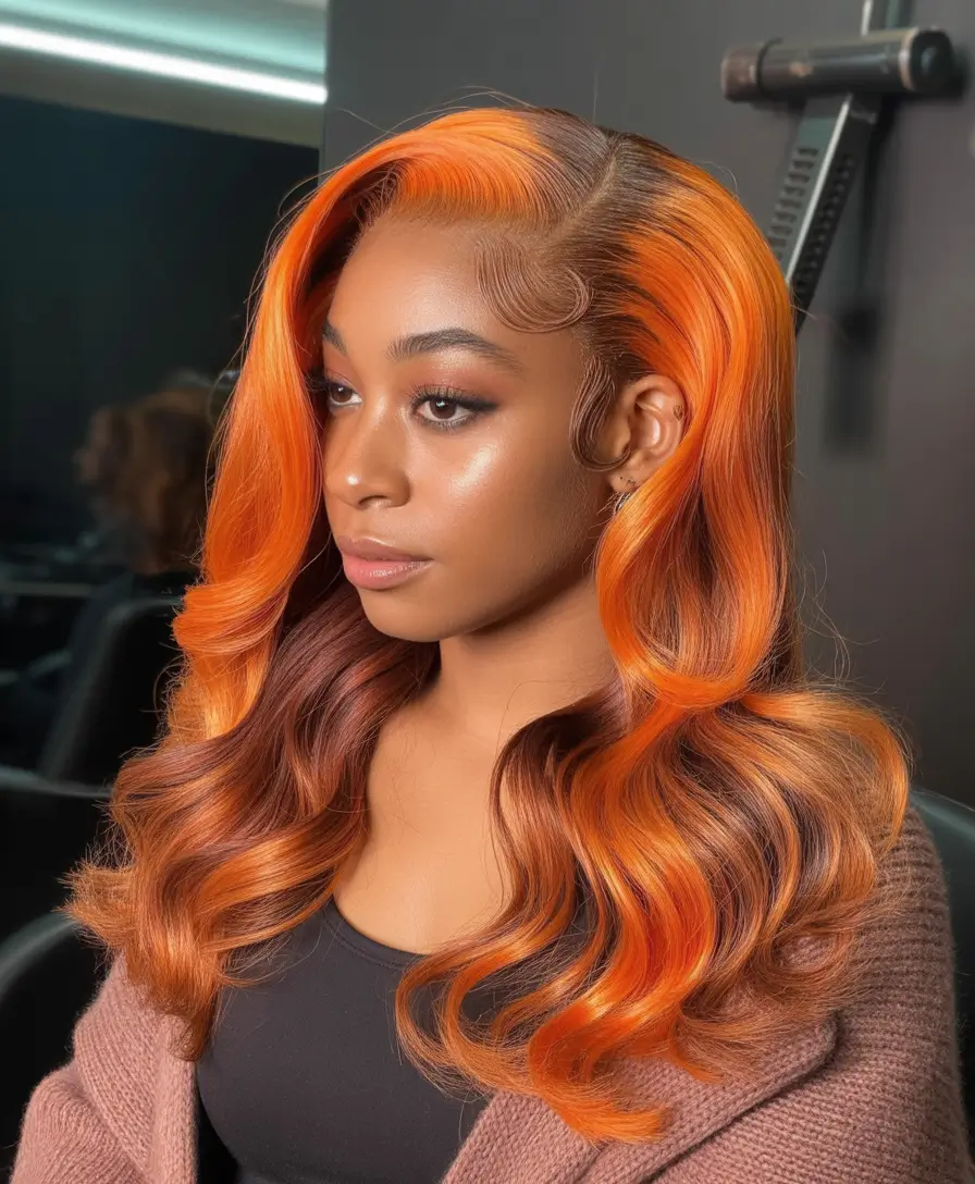 winter hair colors for black women ideas 2025 2026 fiery copper waves