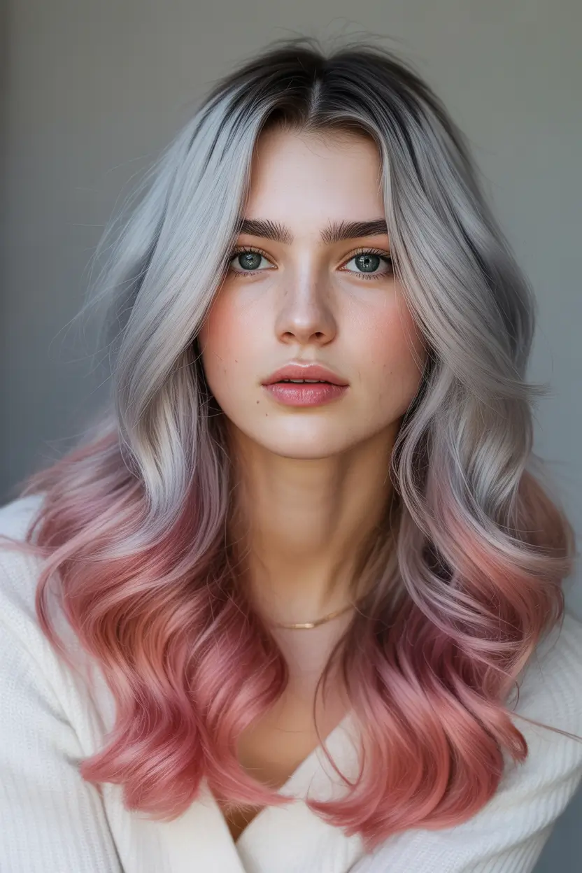 Winter hair colors for blondes ideas 2025 2026 Frosted Rose Ombre