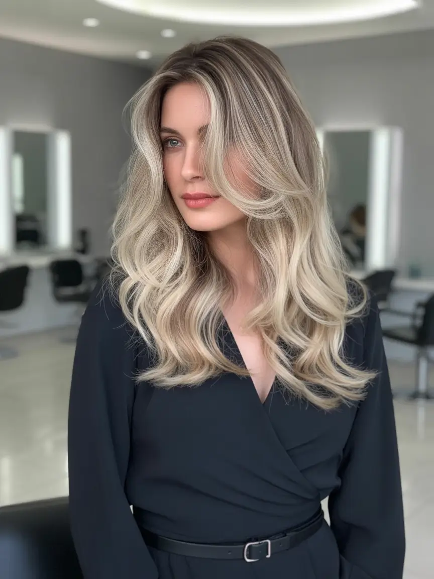 Winter hair colors for blondes ideas 2025 2026 Champagne Blonde Balayage