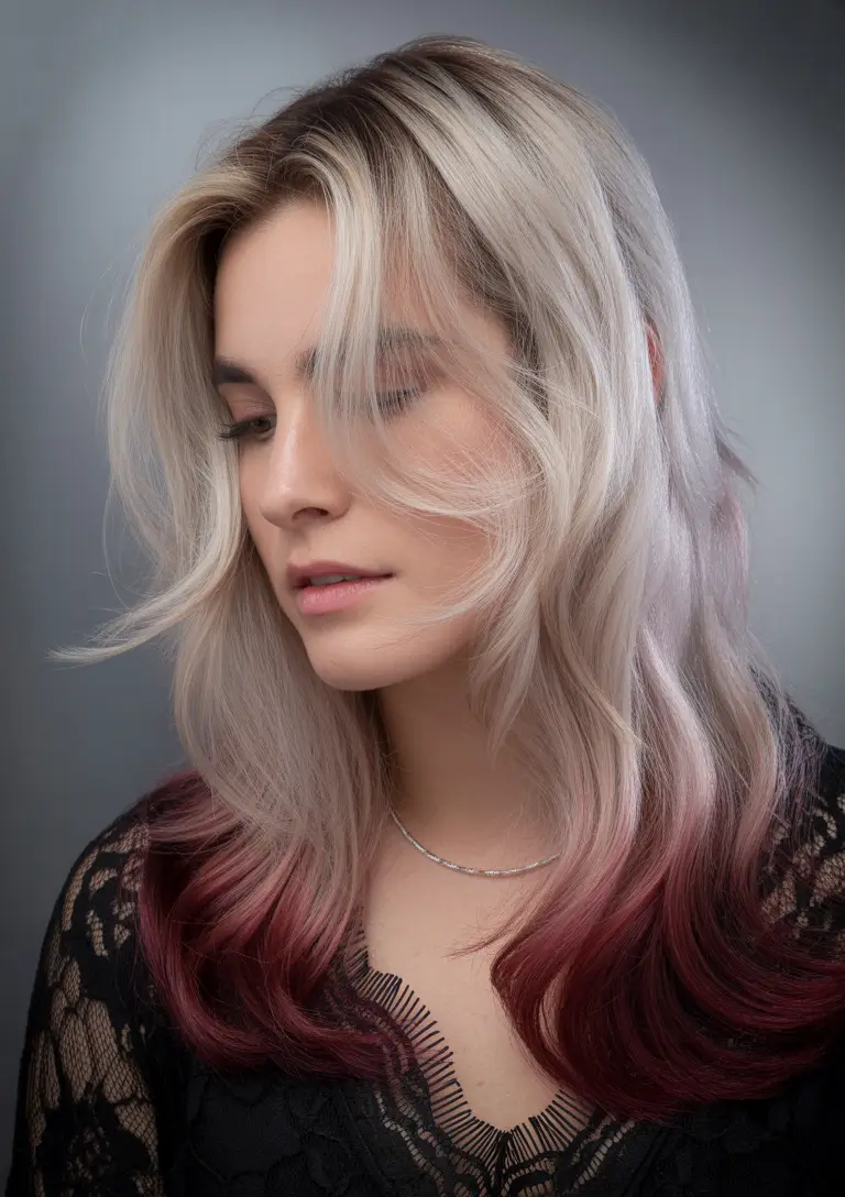 Winter hair colors for blondes ideas 2025 2026 Ash Burgundy Fade