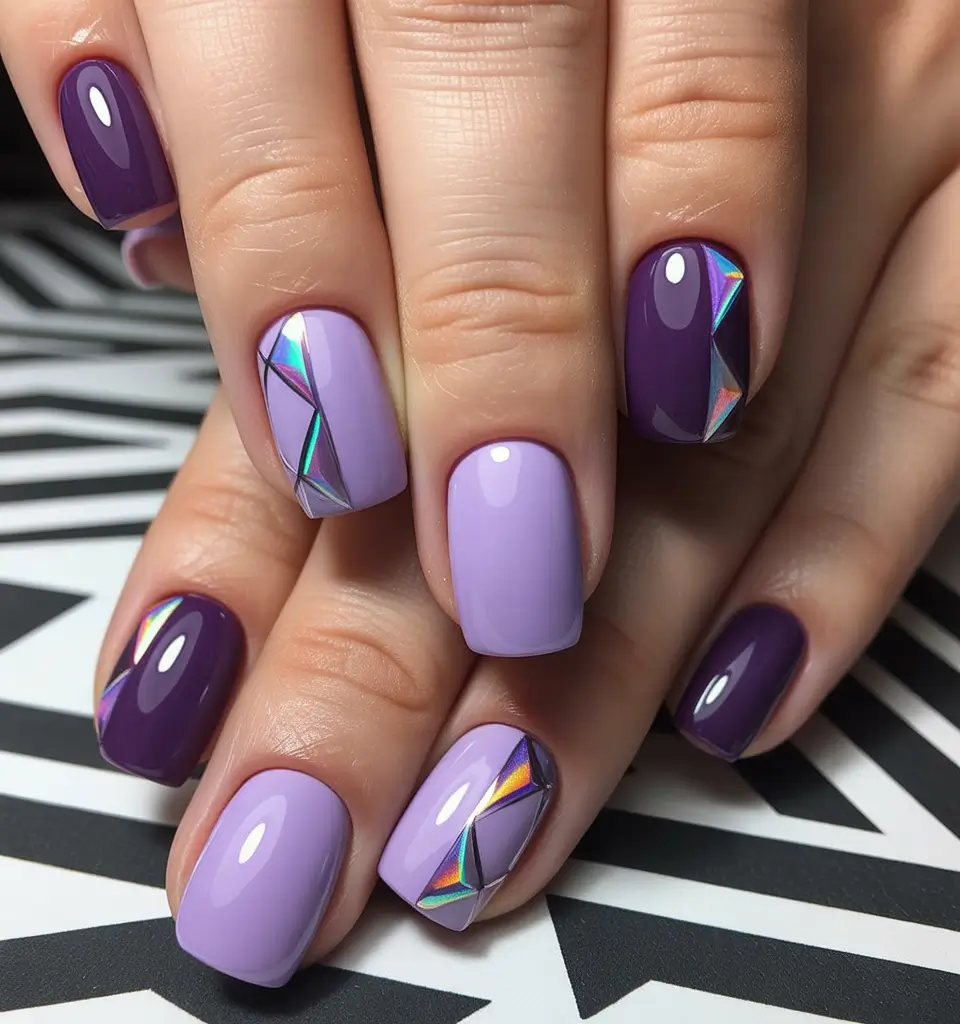 Winter Nail Art Inspo 2025–2026 Violet Geometry Shine
