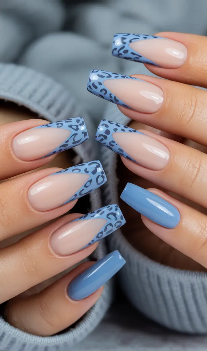 Winter Nail Art Inspo 2025–2026 Frosted Blue Leopard