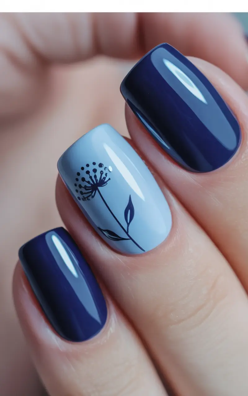 Winter Nail Art Inspo 2025–2026 Blue Blossom Calm