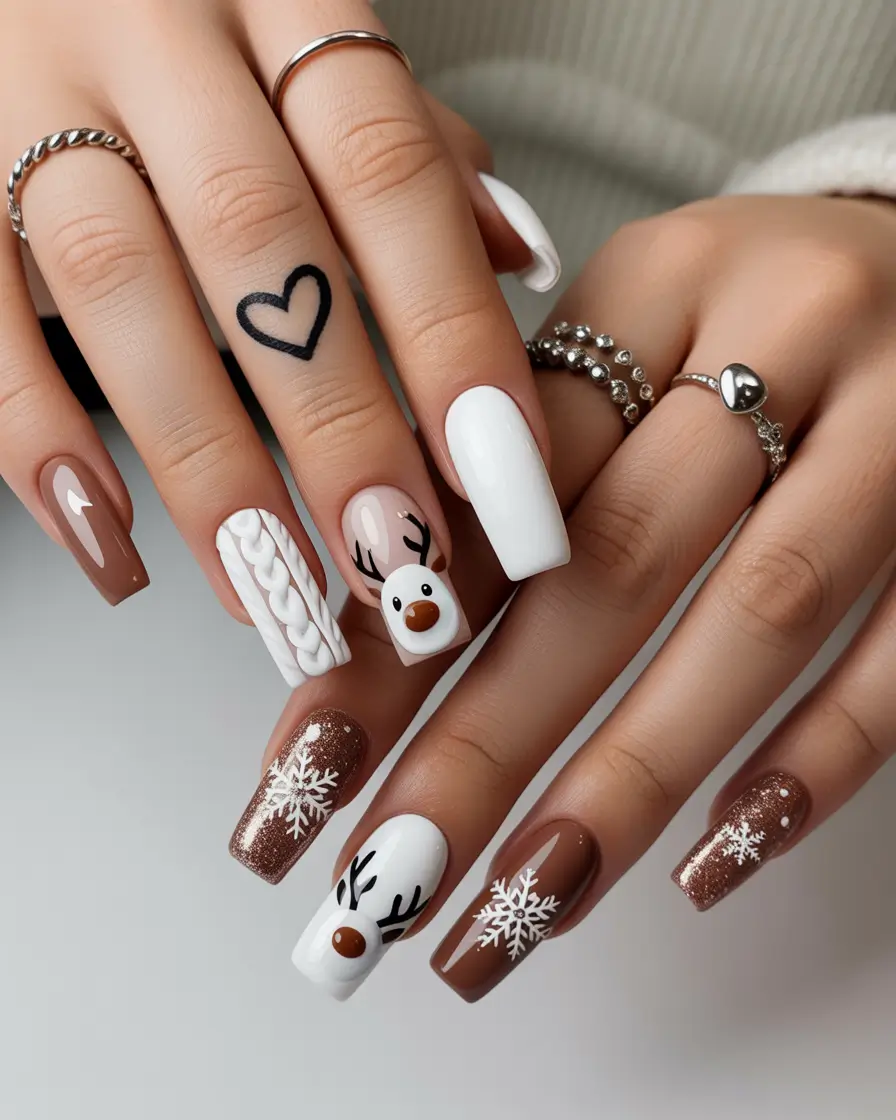 Winter Nail Art Inspo 2025–2026 Reindeer Cocoa Dreams