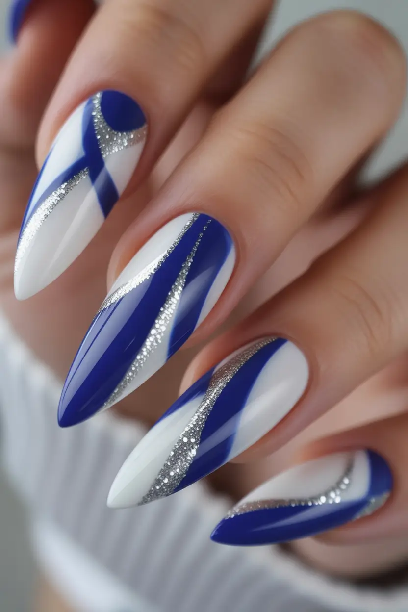 Winter Nail Colors and Designs Ideas 2025–2026 Arctic Blue Waves