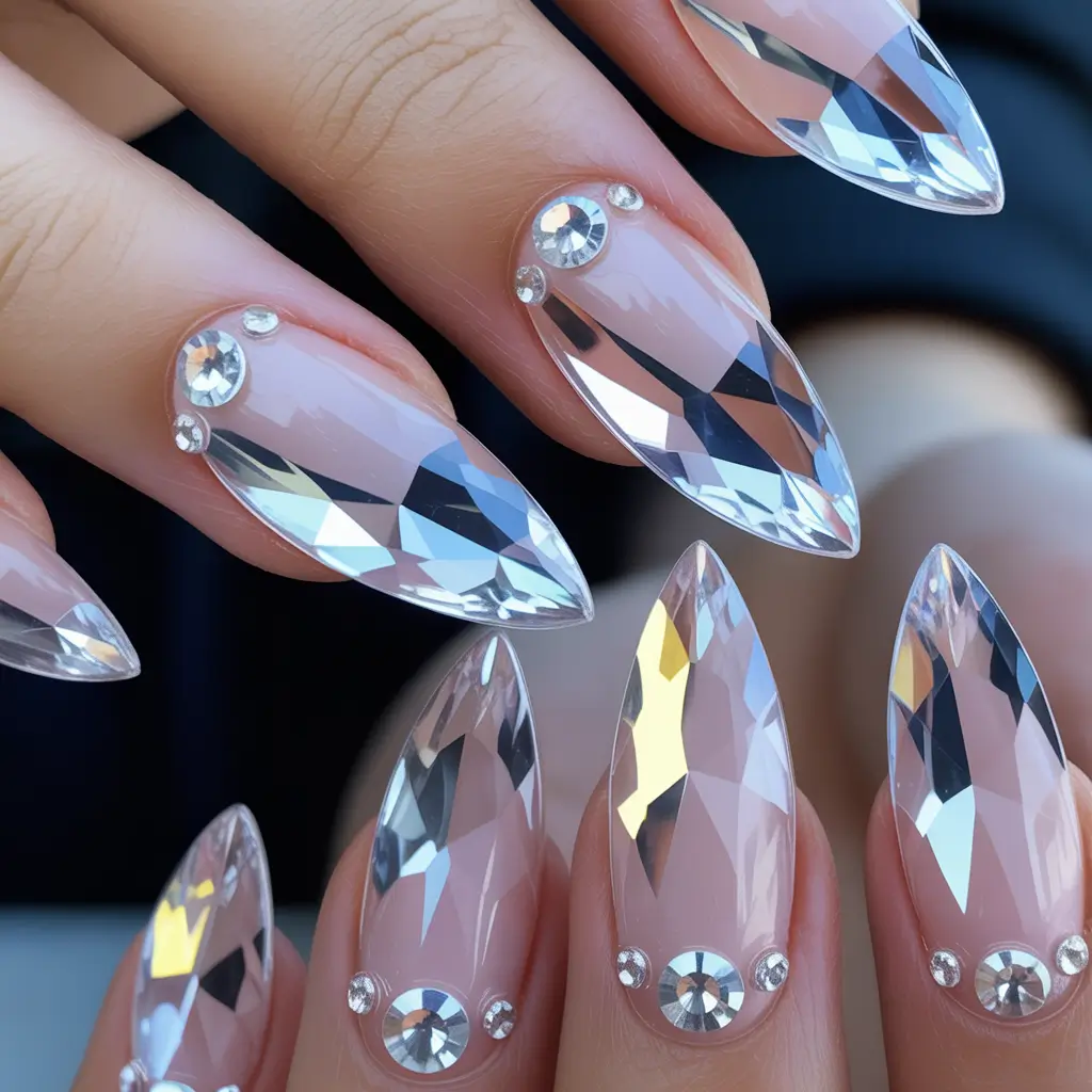 Winter Nail Colors and Designs Ideas 2025–2026 Crystal Glass Illusion