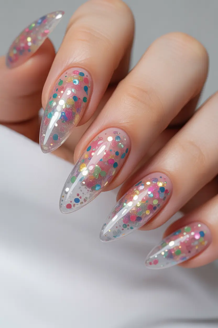 Winter Nail Colors and Designs Ideas 2025–2026 Confetti Glow