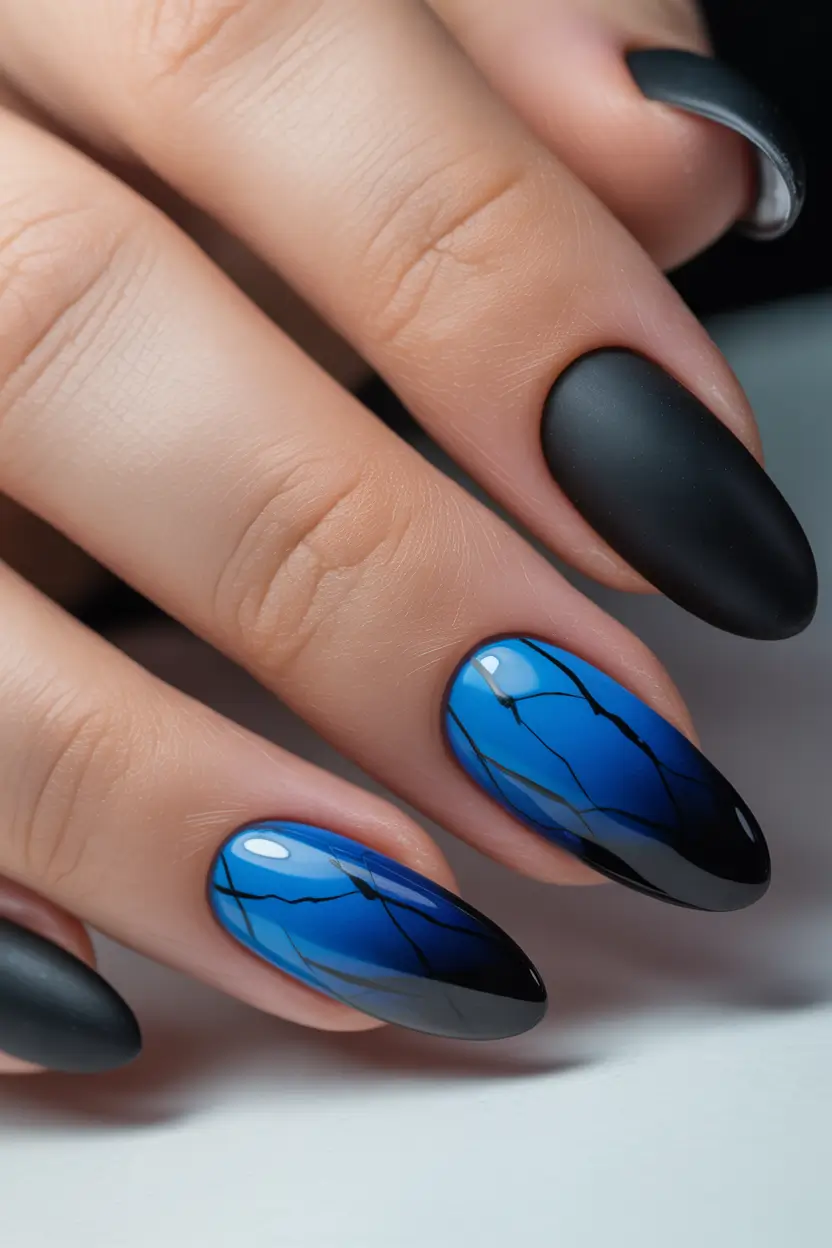 Winter Nail Colors and Designs Ideas 2025–2026 Midnight Marble