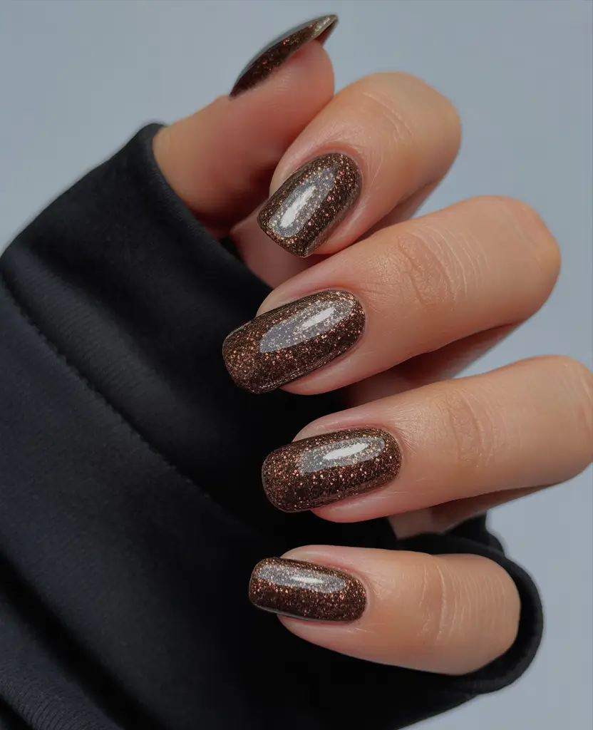 Winter Nail Colors and Designs Ideas 2025–2026 Bronze Frost