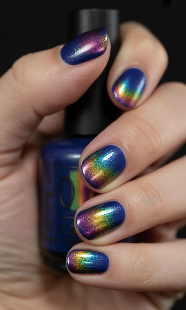 Winter Nail Colors and Designs Ideas 2025–2026 Rainbow Aurora Chrome