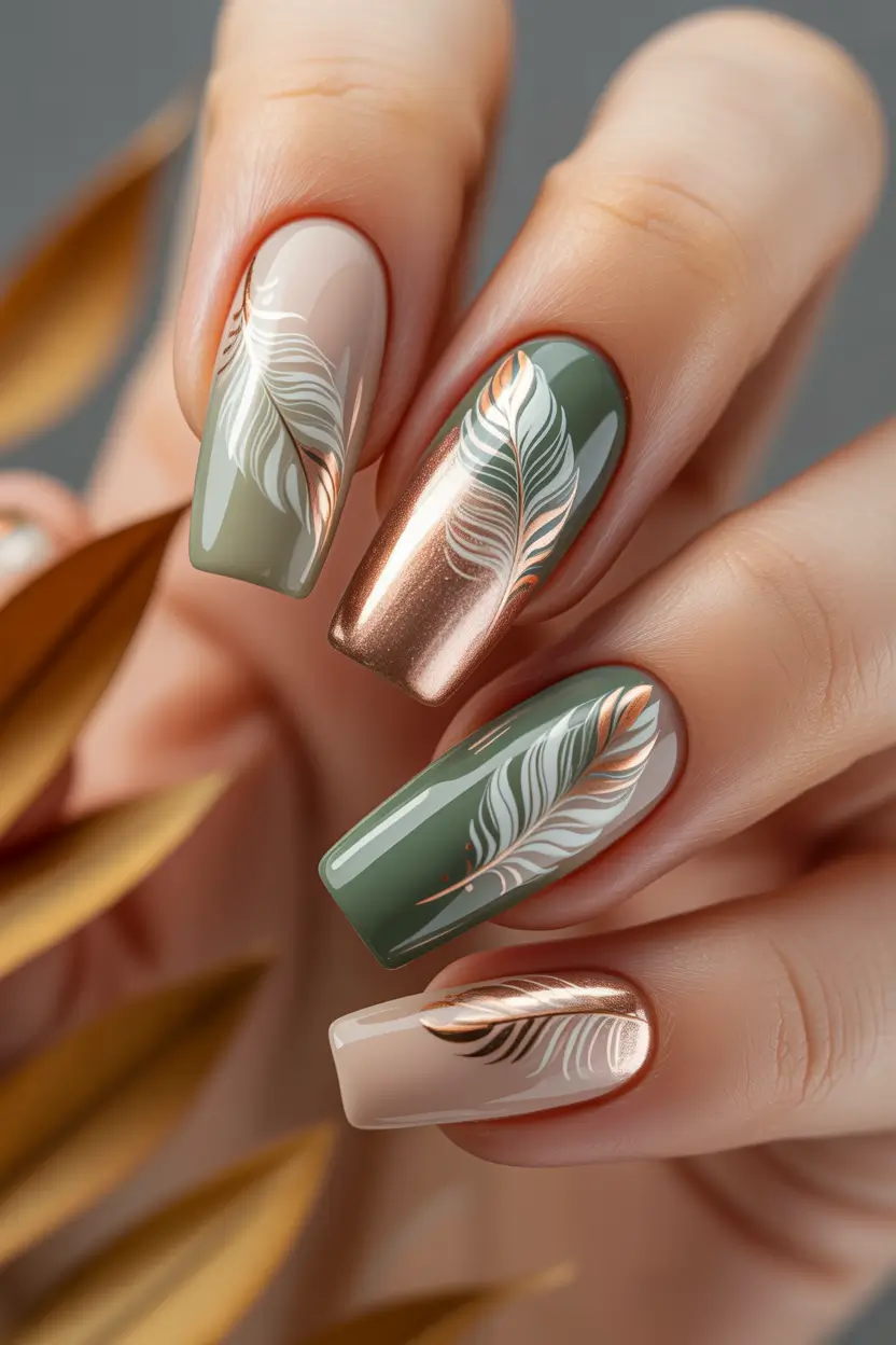 Winter Nail Colors and Designs Ideas 2025–2026 Golden Olive Elegance