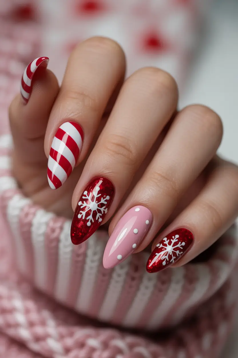 Winter Nail Colors and Designs Ideas 2025–2026 Sweet Candy Cane