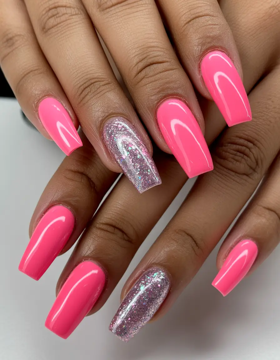 Winter Nail Colors and Designs Ideas 2025–2026 Pink & Silver Glow