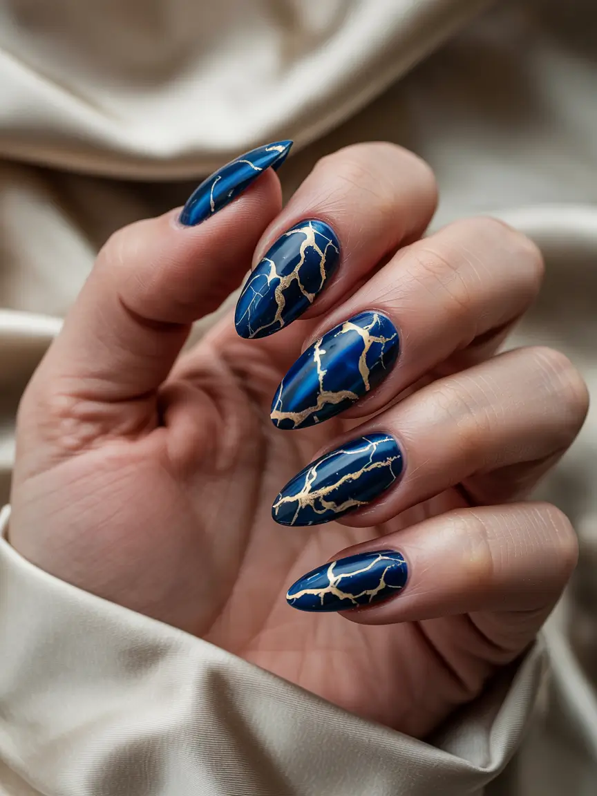 Winter Nails Ideas 2025–2026 Marble Night Elegance