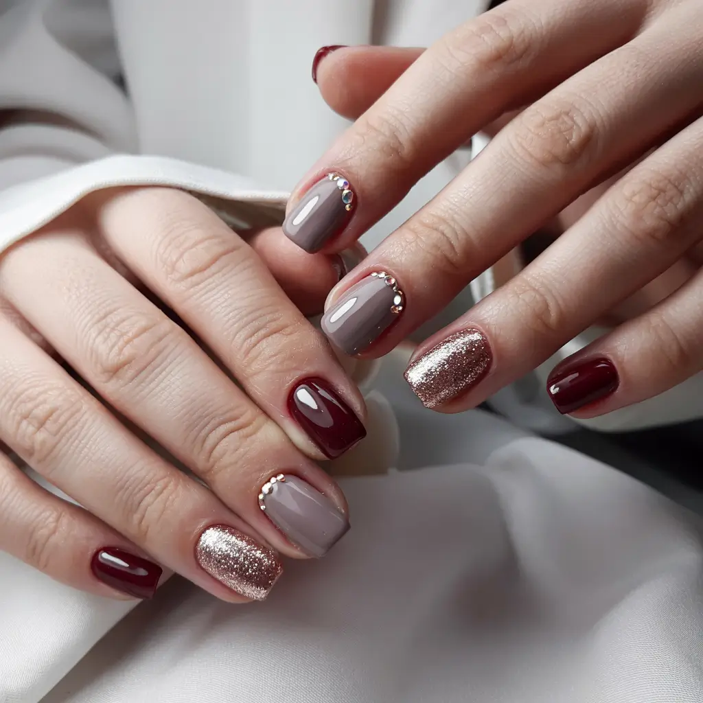 Winter Nails Ideas 2025–2026 Warm Neutrals with Golden Touch