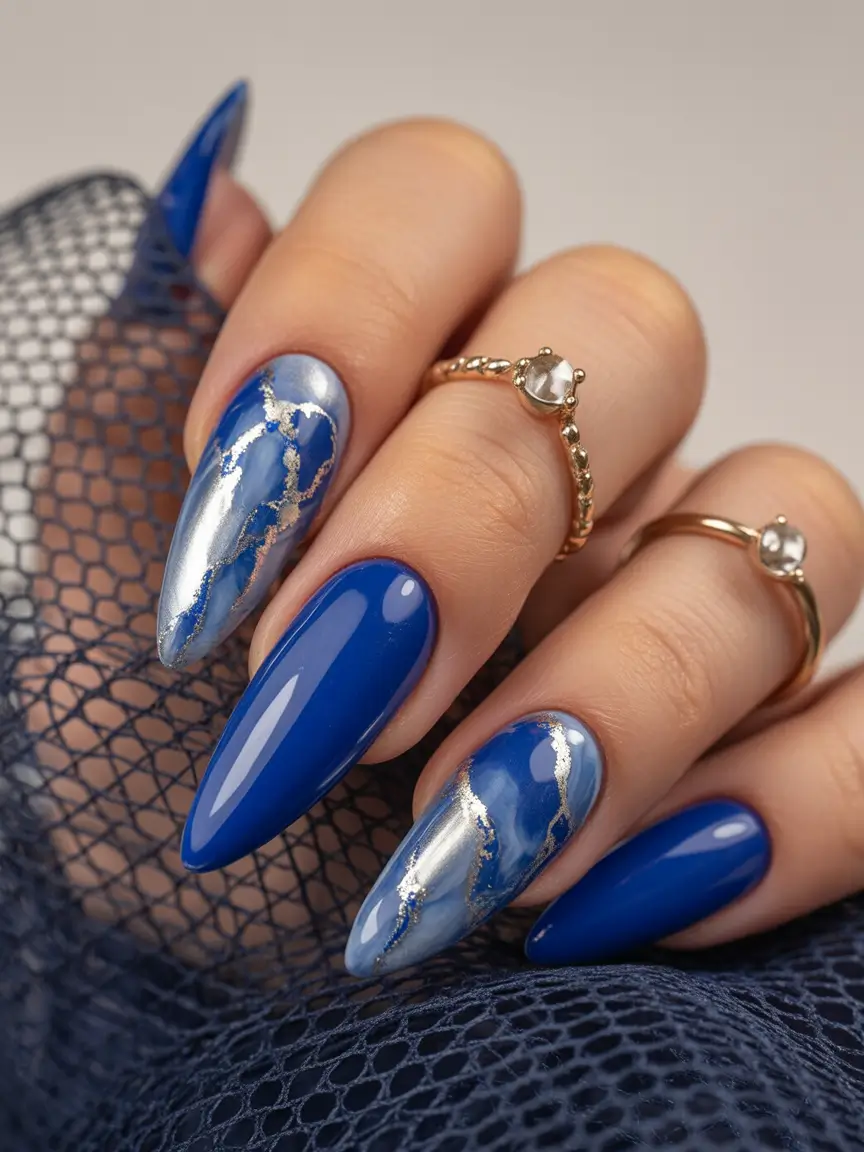 Winter Chrome Cobalt Marble Elegance