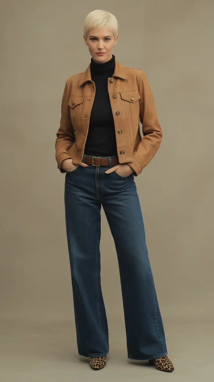 Y2k Retro Tan Jacket and Denim Revival