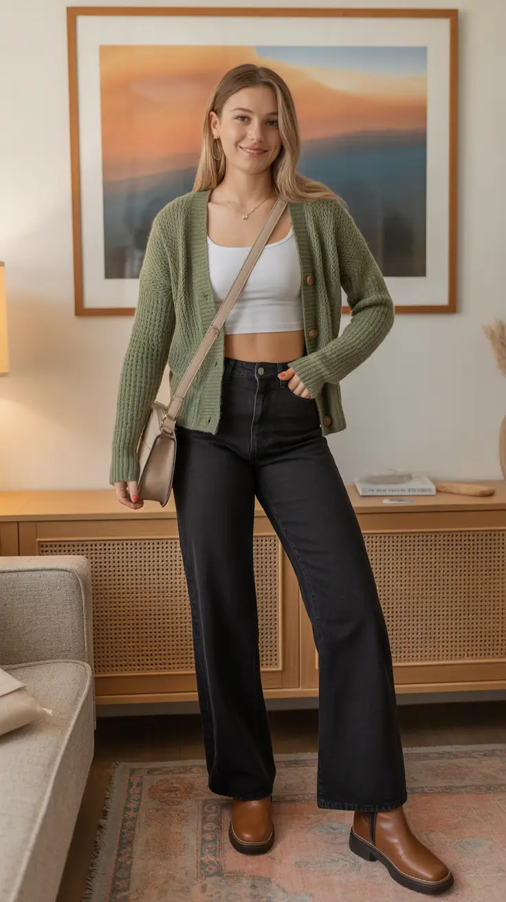 Casual Chic Comfort in Olive and Denim