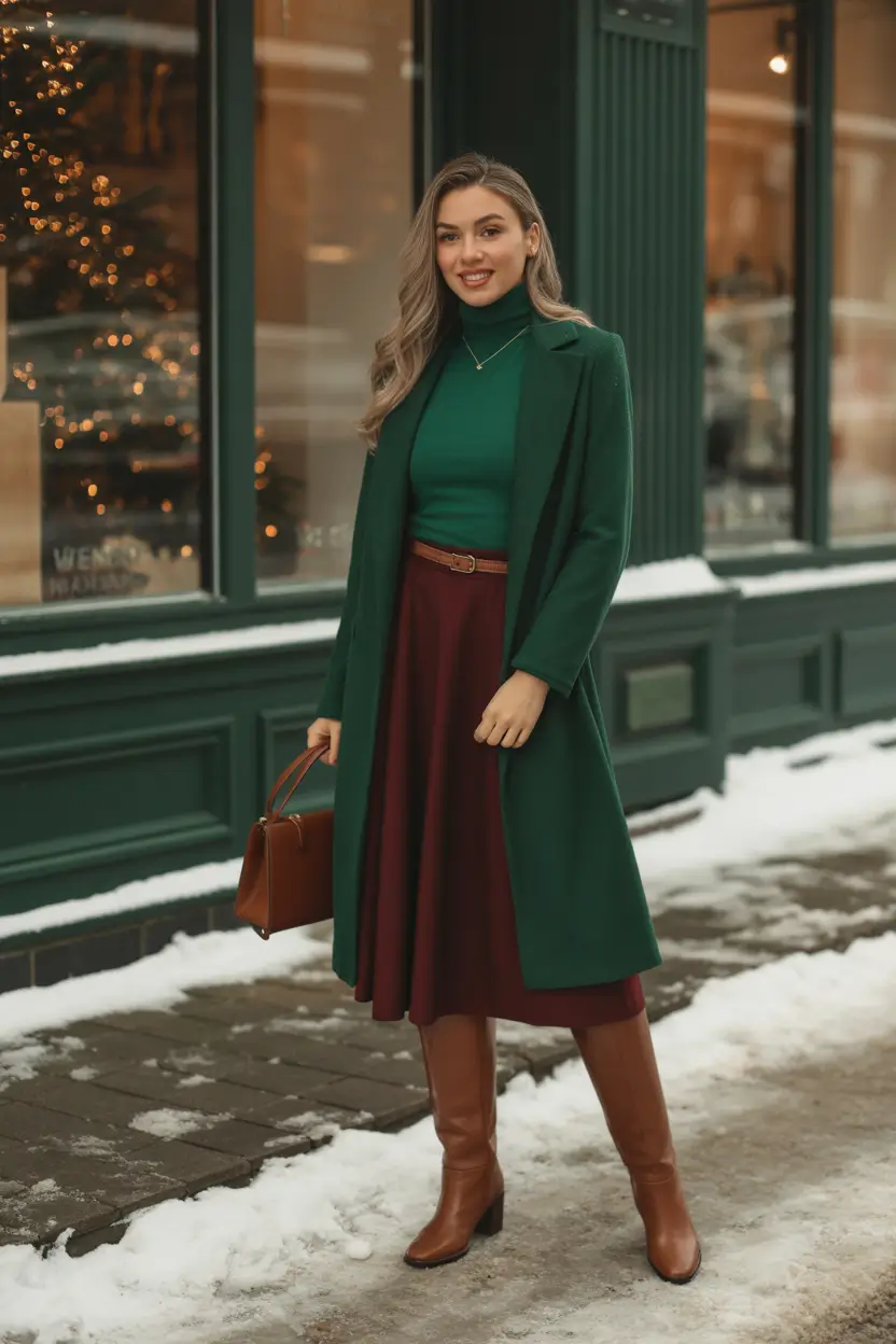 Aesthetic Emerald and Wine Winter Elegance