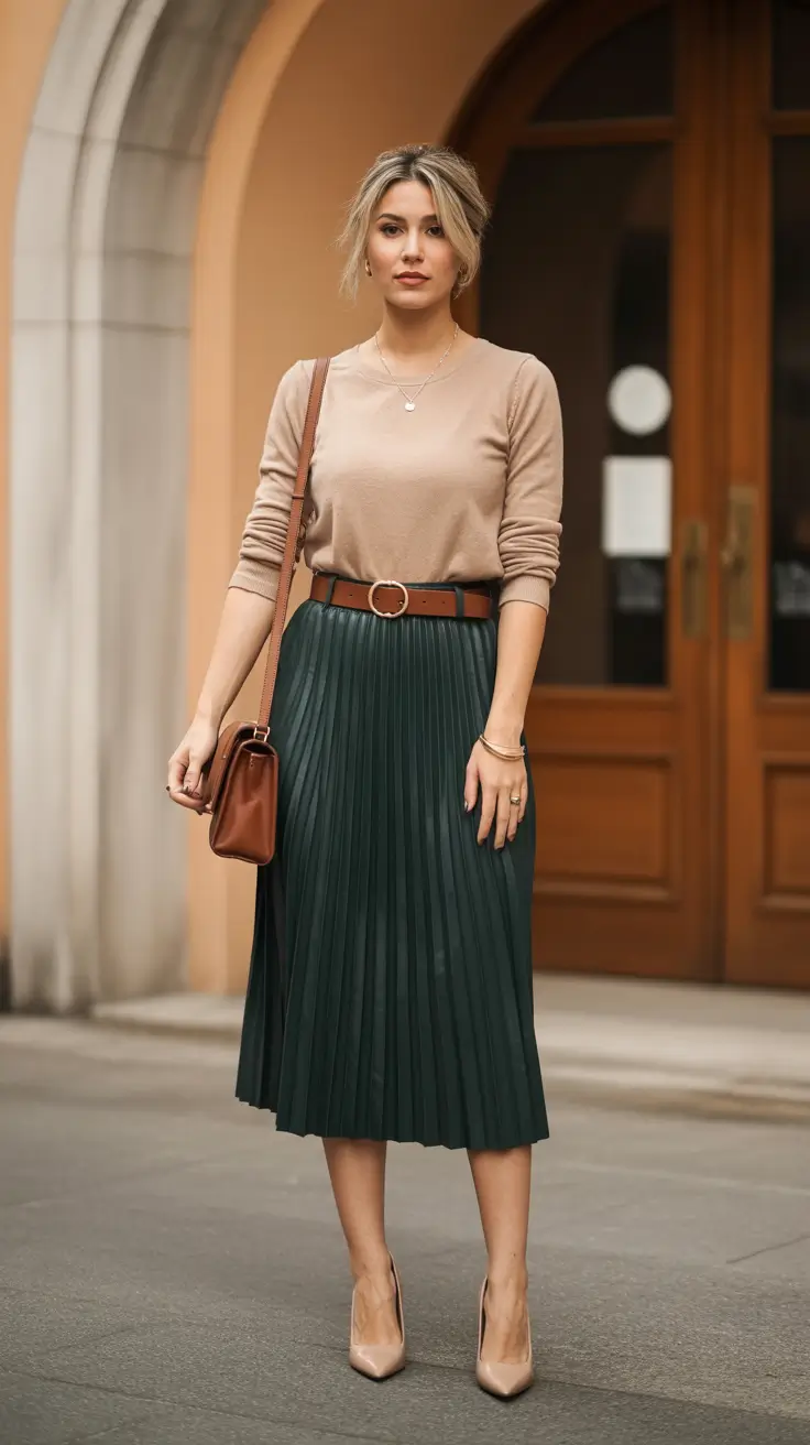 Aesthetic Soft Sweater and Pleated Skirt Elegance