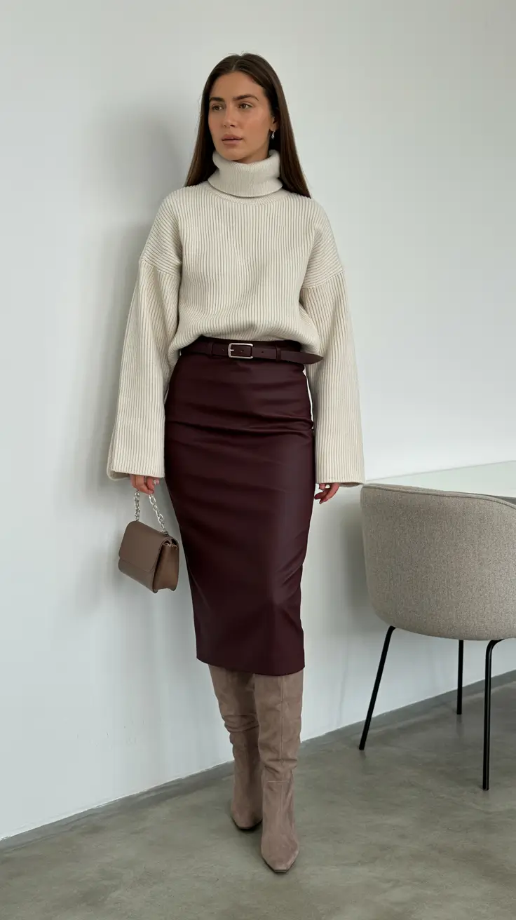 Simple Warm Knits and Burgundy Sophistication