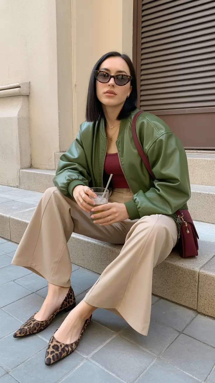 Streetwear Green Leather and Neutral Tones