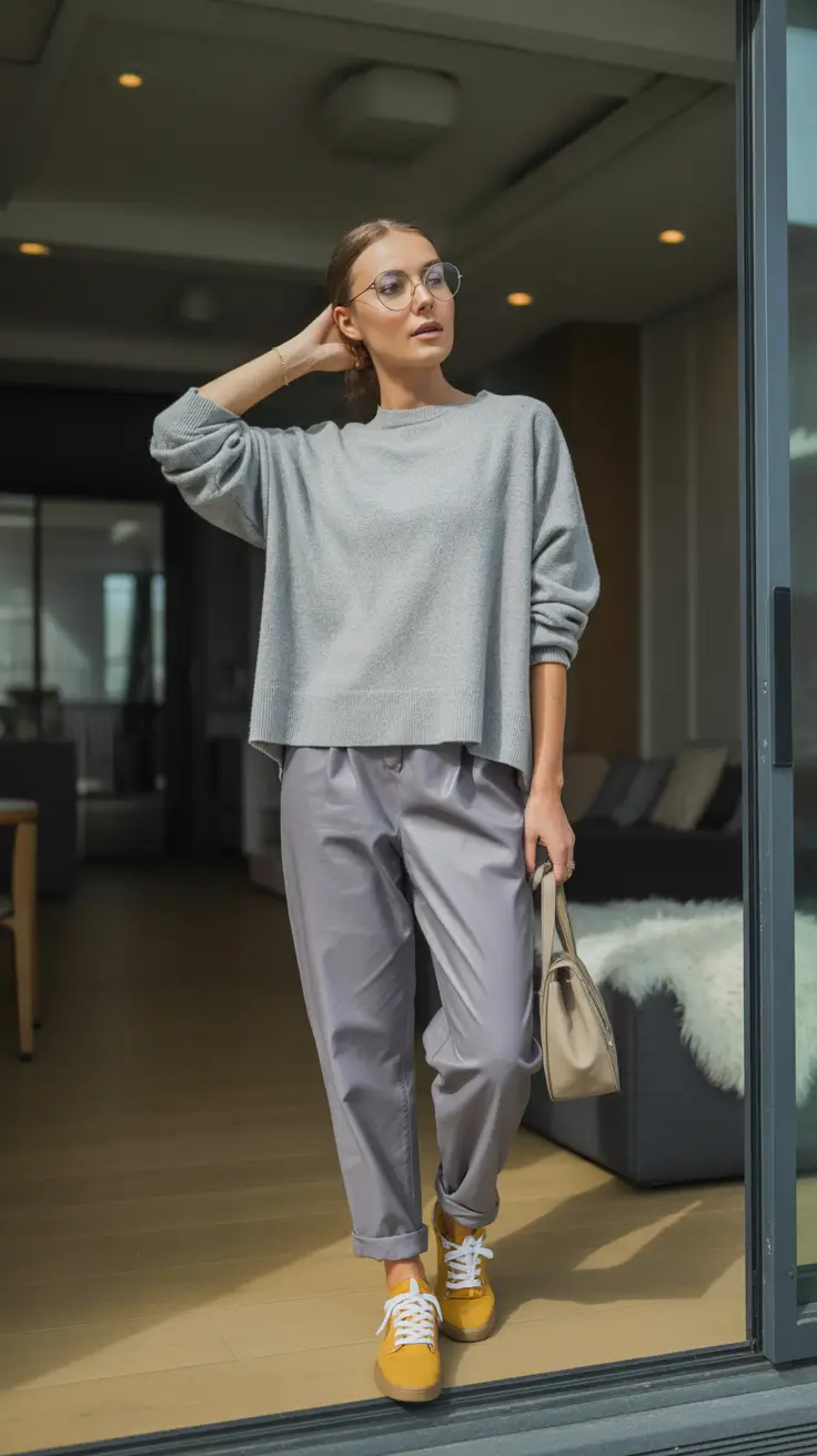 basic outfits ideas for women 2026 Soft Neutrals with a Pop of Color