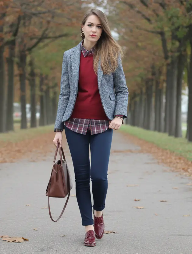 basic outfits ideas for women 2026 Preppy Autumn Layers