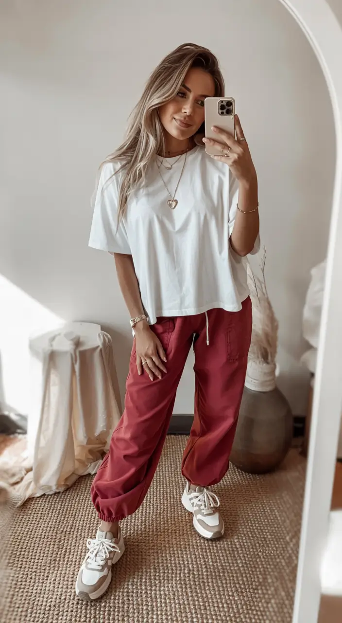 Best travel outfits 2026 - Soft joggers and clean tee for easy airport days